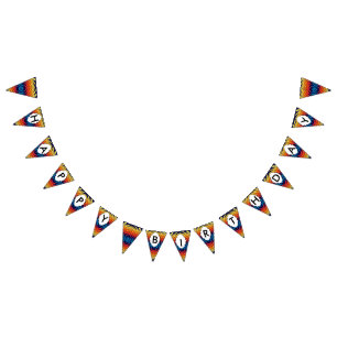 Orange blue windmill abstract design bunting