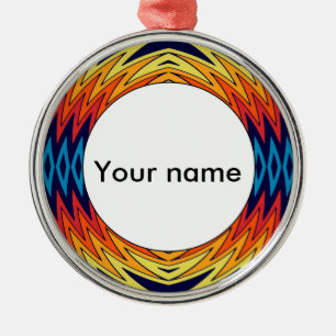 Orange blue windmill abstract design metal tree decoration