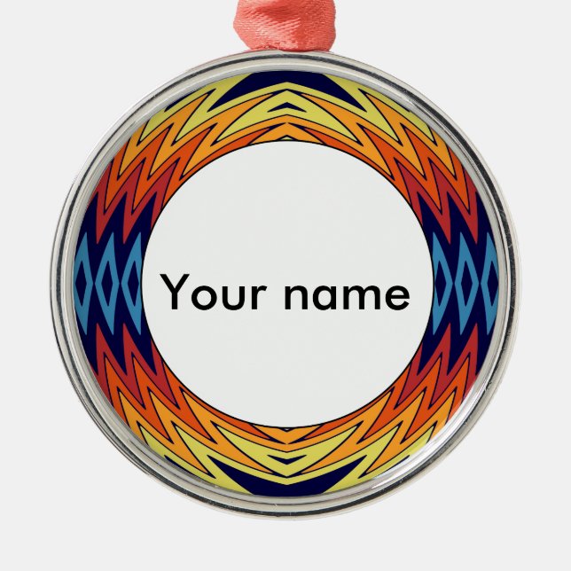 Orange blue windmill abstract design metal tree decoration (Front)