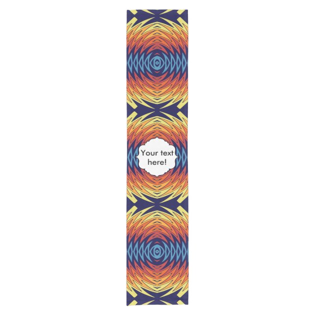 Orange blue windmill abstract design short table runner (Front)