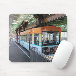 Orange Blue Wuppertal Floating Train Mouse Mat