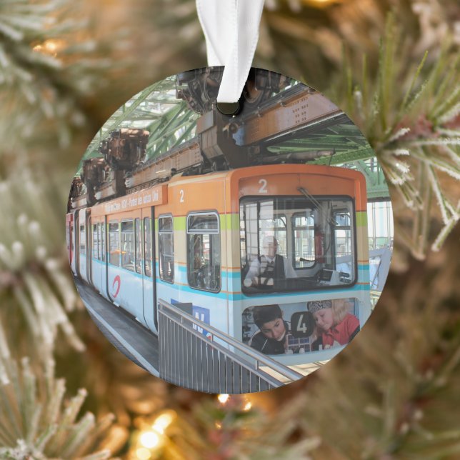 Orange Blue Wuppertal Floating Train Ornament (Tree)