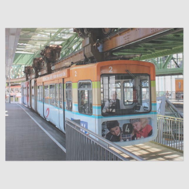 Orange Blue Wuppertal Floating Train Tissue Paper (Front)