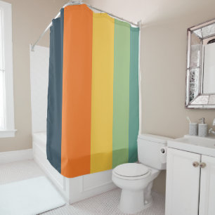 Orange, blue, yellow and green stripes shower curtain