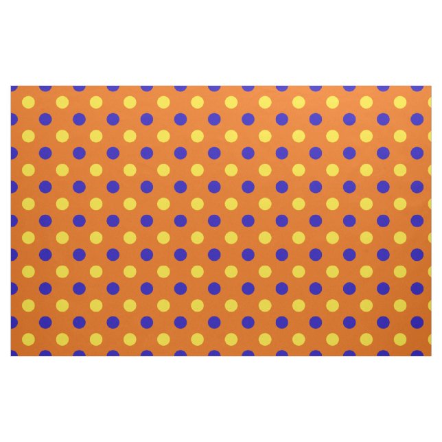 Orange Blue Yellow Polka Dots Design  Fabric (Fat Quarter)