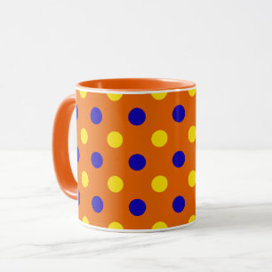 Orange Blue Yellow Polka Dots Design  Mug