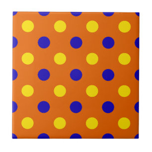 Orange Blue Yellow Polka Dots Design  Tile