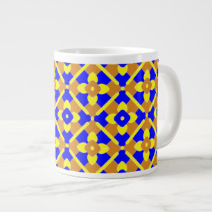 Orange Blue Yellow Spanish Style Tile Pattern Large Coffee Mug