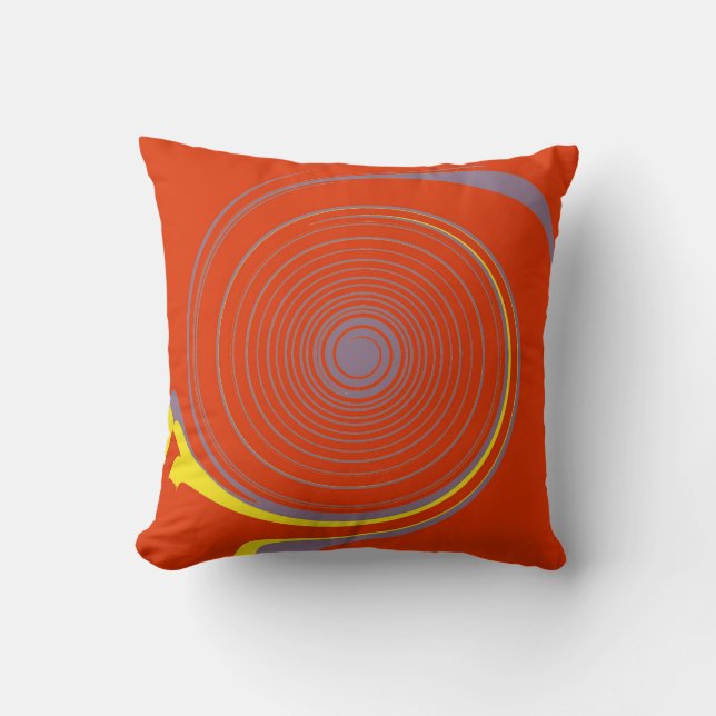 Orange Blue Yellow Swirl Retro Abstract Art Cushion (Front)