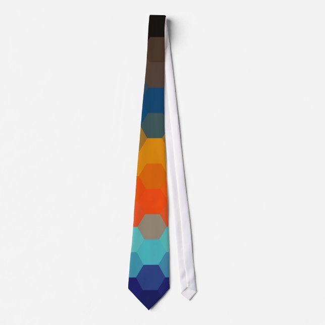 Orange Blue Zigzag Seamless Pattern 2 Tie (Front)