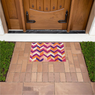 Orange Blush Magenta Chevron  Doormat