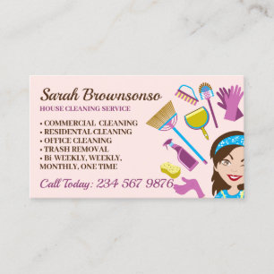 Orange Blush Maid House Cleaning Service Business Card