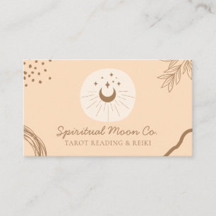 Orange Blush Moon Stars Spiritual Reiki Business Card