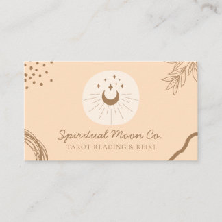 Orange Blush Moon Stars Spiritual Reiki Business Card