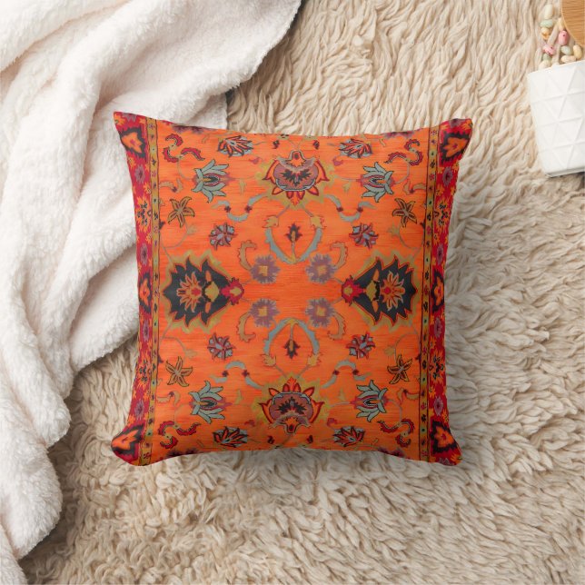Orange Bohemian Tribal Moroccan Style Cushion (Blanket)