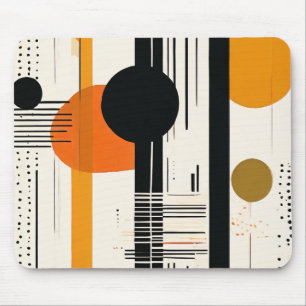 orange boho abstract circles mouse mat