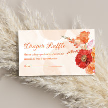 orange boho chic floral diaper raffle baby shower 