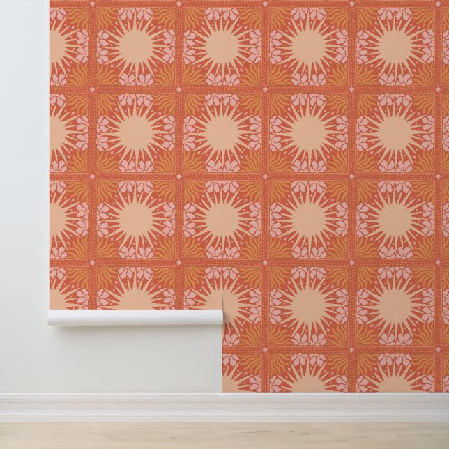 Orange Boho Design - Warm and Vibrant Bohemian Art Wallpaper (Application)