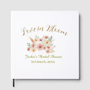 Orange boho love in Bloom bridal shower name retro Guest Book