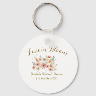 Orange boho love in Bloom bridal shower name retro Key Ring