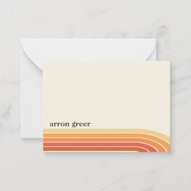 Orange Boho Retro Stripes Card (Front)