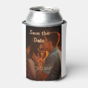 orange boho save the date QR add website name phot Can Cooler