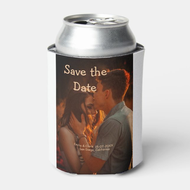 orange boho save the date QR add website name phot Can Cooler (Can Front)