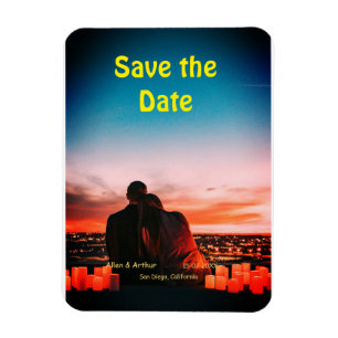 orange boho save the date QR add website name phot Magnet