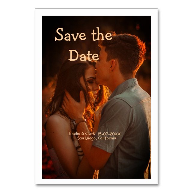 orange boho save the date QR add website name phot Table Number (Front)