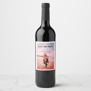 orange boho save the date QR add website name phot Wine Label