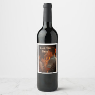 orange boho save the date QR add website name phot Wine Label