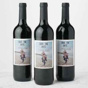 orange boho save the date QR add website name phot Wine Label