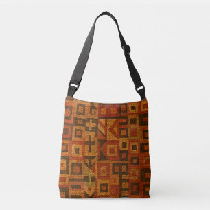 Orange Boho Tribal Design Crossbody Bag