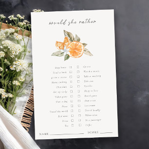 Orange Boho Would She Rather Bridal Shower Game