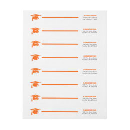 Orange Bold Cap Graduation Wrap Around Label