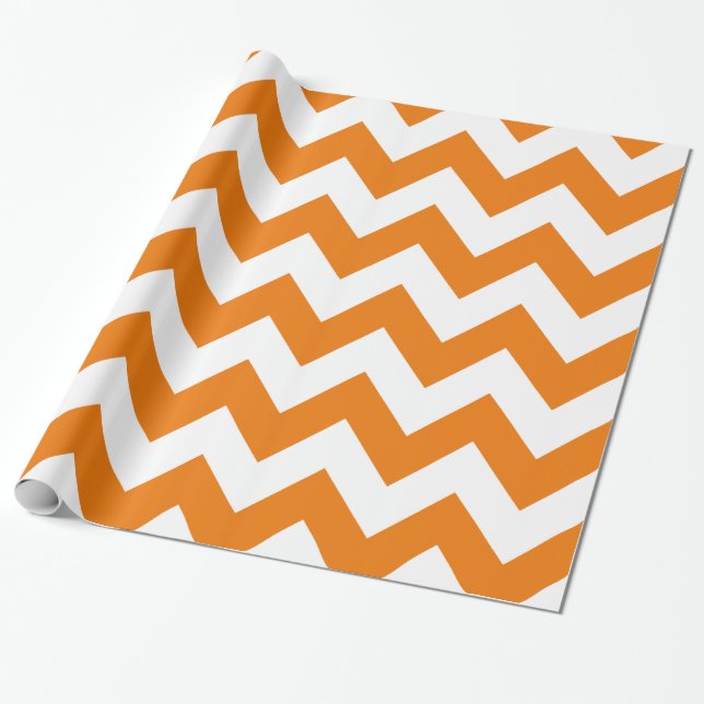 Orange Bold Chevron Wrapping Paper (Unrolled)