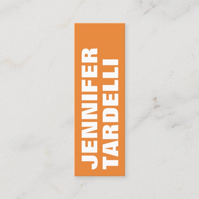Orange Bold Minimalist Modern Elegant Professional Mini Business Card (Front)