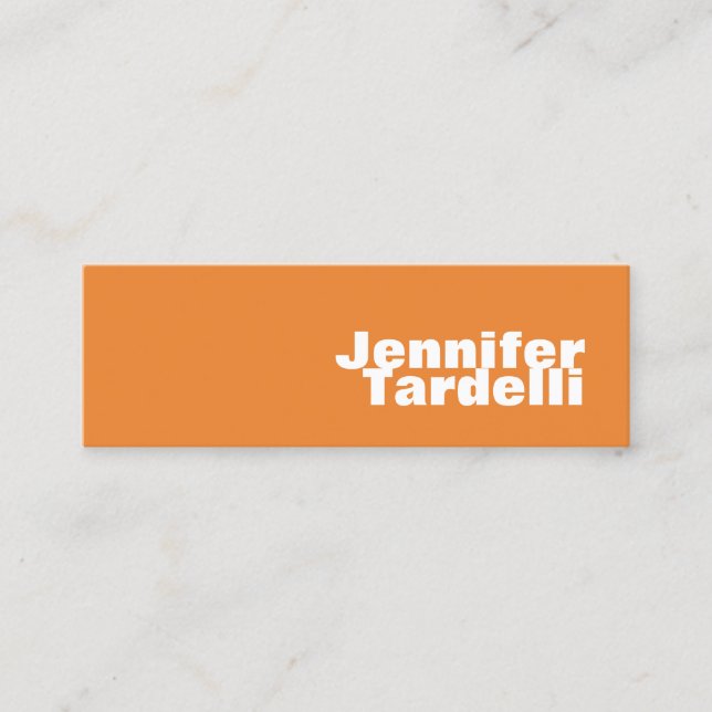 Orange Bold Minimalist Modern Elegant Professional Mini Business Card (Front)