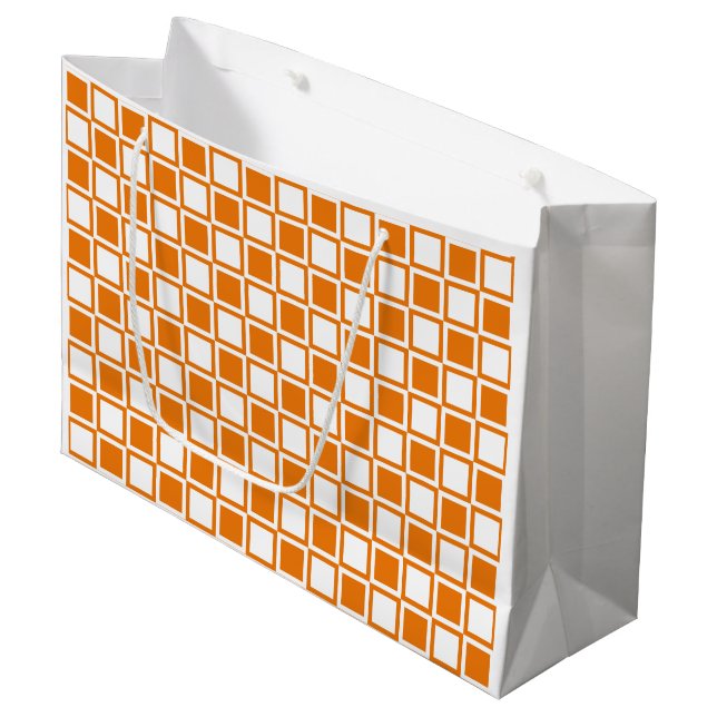 Orange Bold Mod Squares Large Gift Bag (Front Angled)