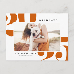 Orange Bold Typography 2024 Photo Graduation Announcement Postcard