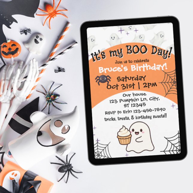 Orange Boo day birthday Invitation (Creator Uploaded)