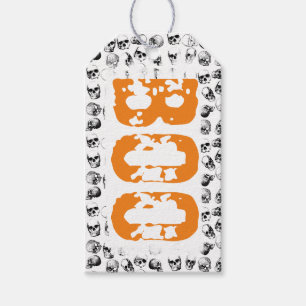 Orange Boo Halloween Spooky Skull Pattern Gift Tags