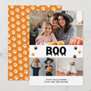 Orange Boo Pet Photo Happy Halloween Card