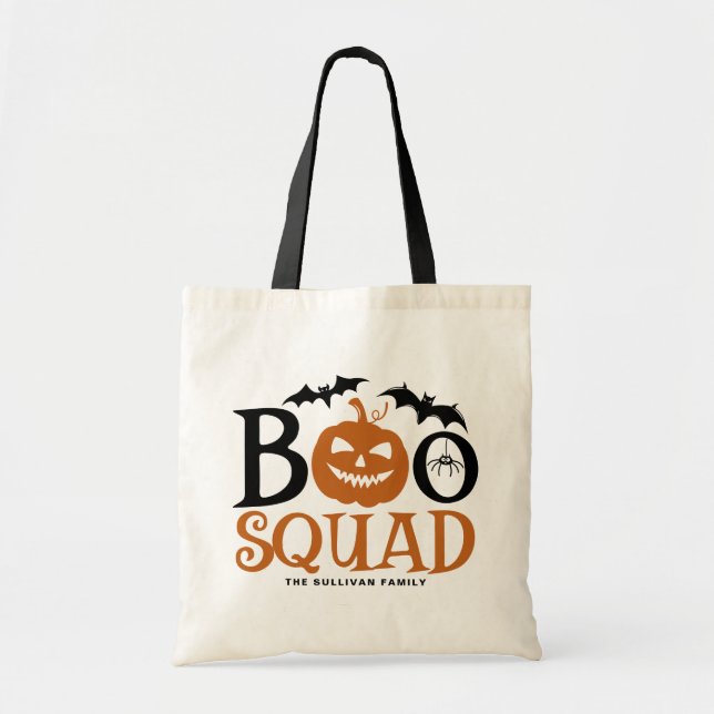 Orange Boo Squad Spooky Lettering Halloween Tote Bag (Front)