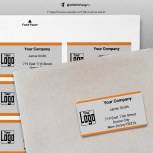Orange Border Custom Logo Grey Company Address Label