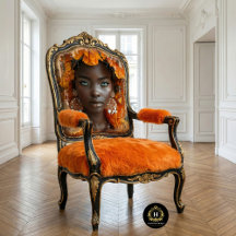 Orange Botanical African American Woman Decoupage 