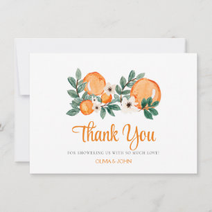 Orange Botanical Floral Thank You Card