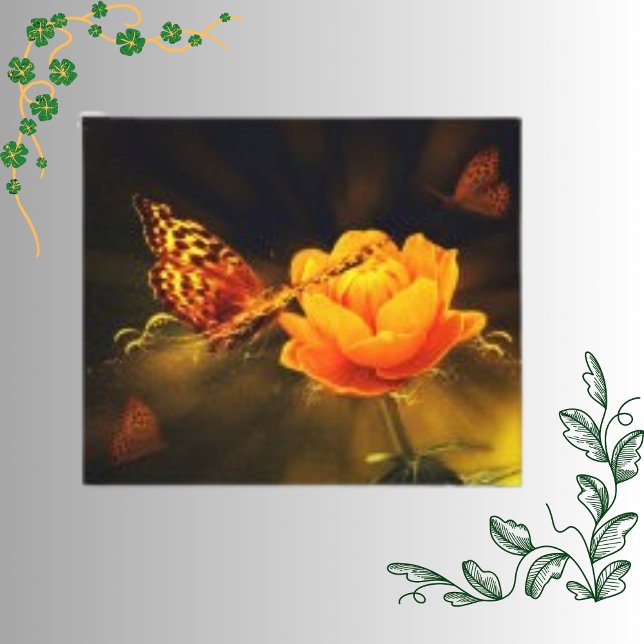 Orange Botanical Flower with Nature's Butterfly Canvas Print (Creator Uploaded)