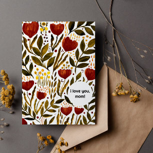 Orange Botanical I love you mum Mother's day Holiday Card