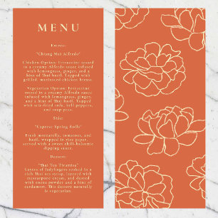 Orange Botanical Modern Wedding Menu